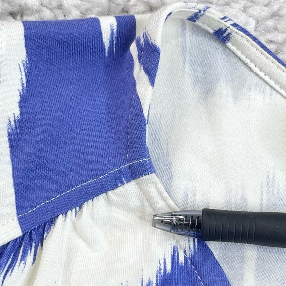 Talbots Ikat Maxi Dress Blue White Beachy Resort Long drawstring tie waist 2X - Picture 7 of 10